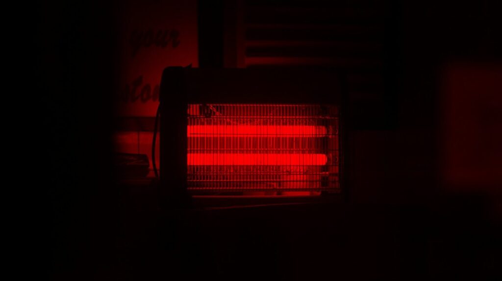 portable electric heater in the dark