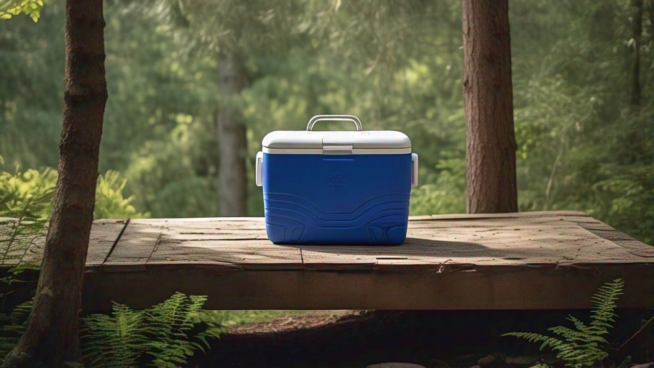 cooler placed in a shaded area