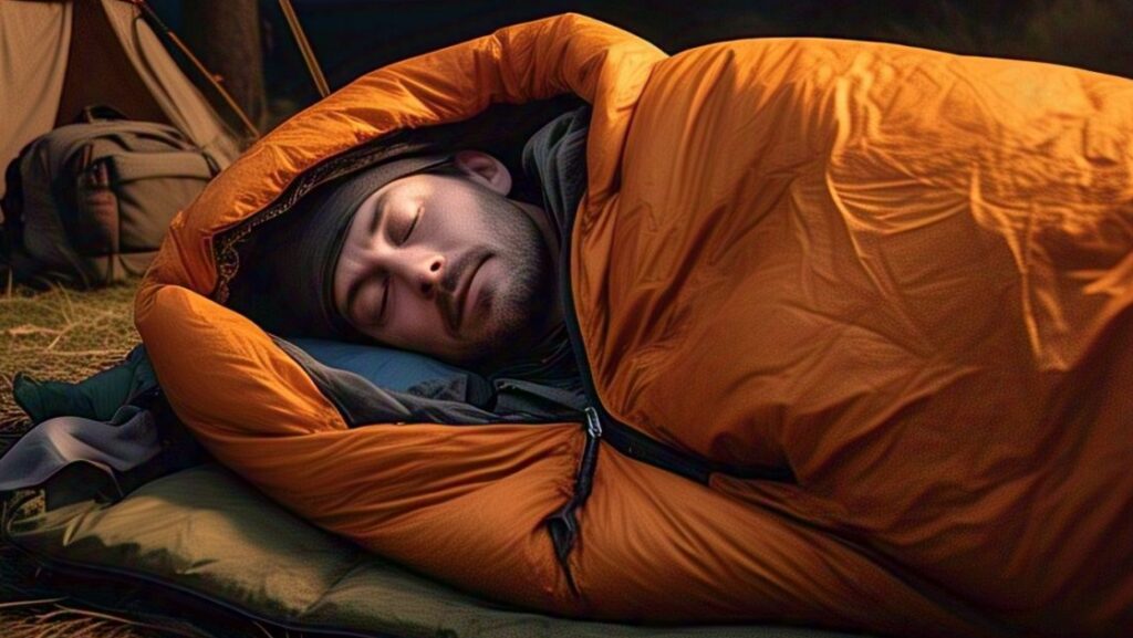 sleeping bag with open zipper