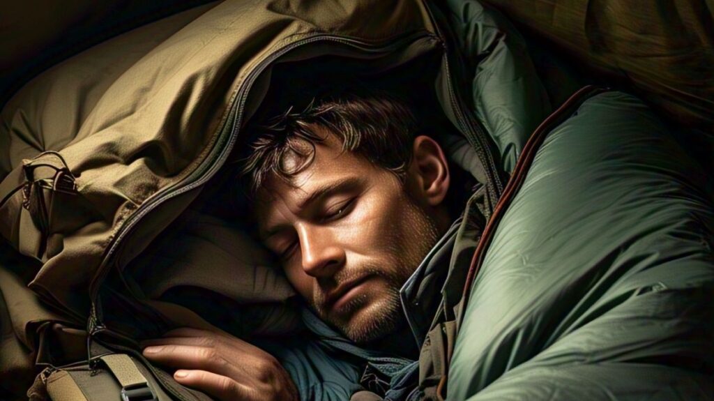person sleeping in a sleeping bag