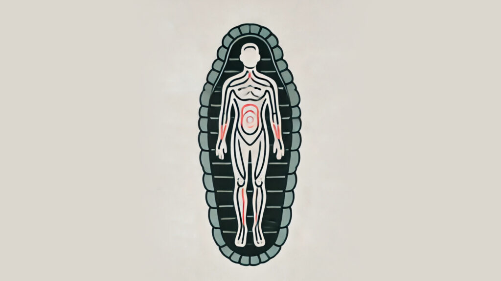 person sleeping in a sleeping bag diagram