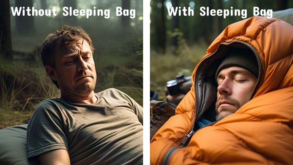 with sleeping bag vs without sleeping bag
