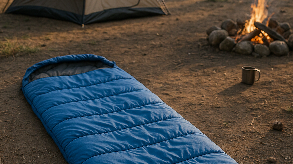 sleeping bag at a campsite