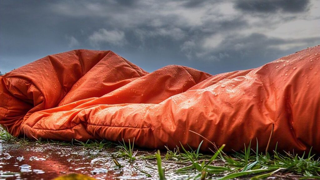 slee[ing bag with moisture on it