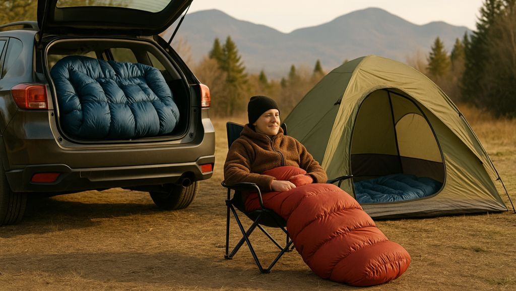 person camping with car
