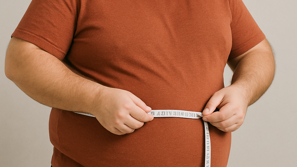 Person measuring waist