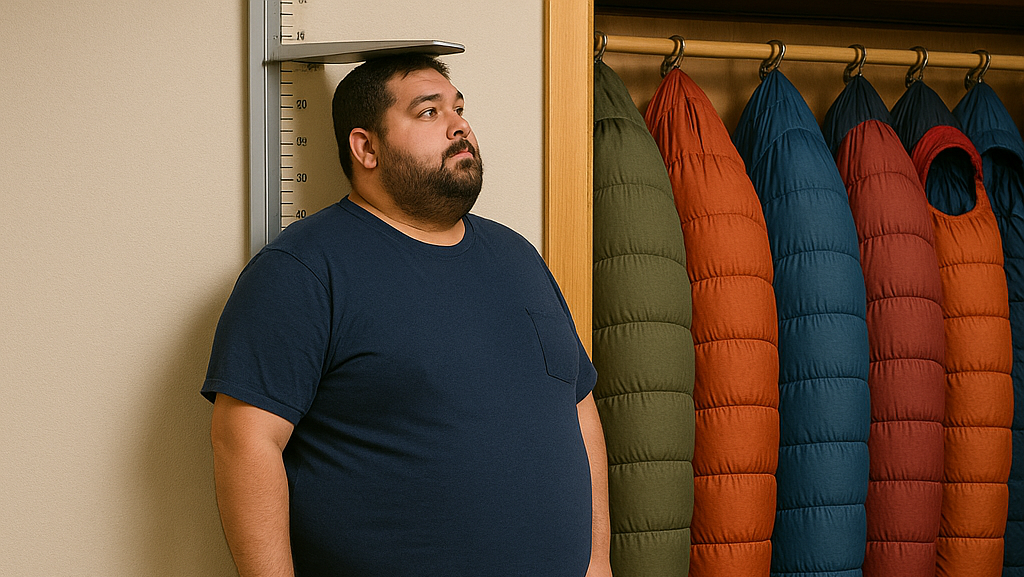 person measuring his height
