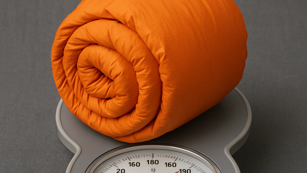 sleeping bag on weight scale