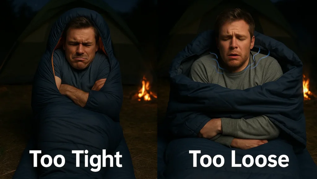 sleeping bag too tight vs too loose