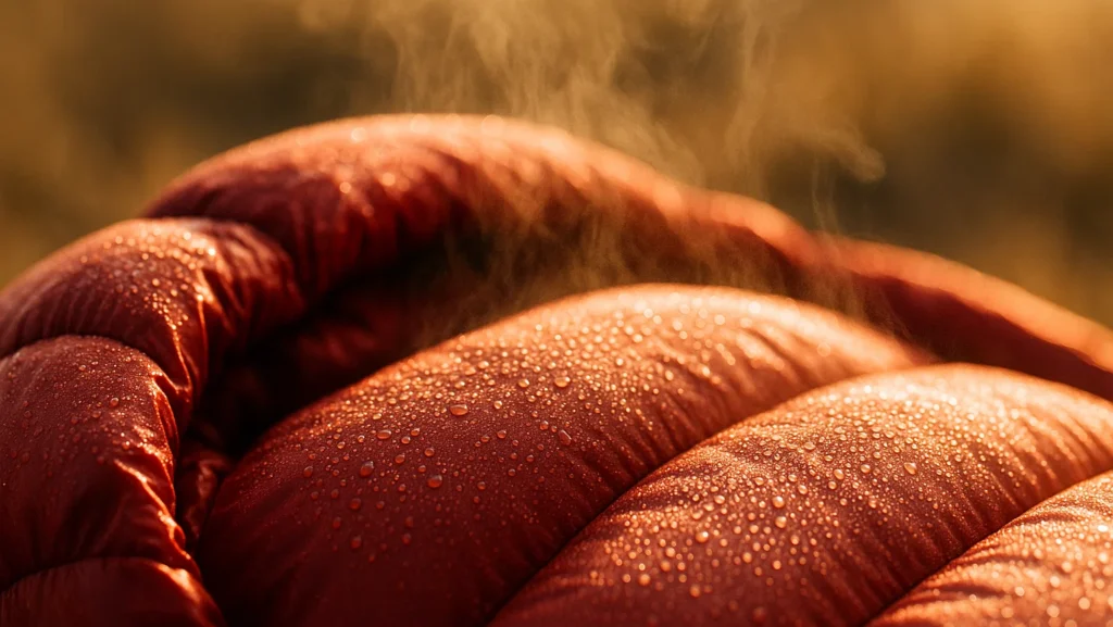 sleeping bag condensation in morning light
